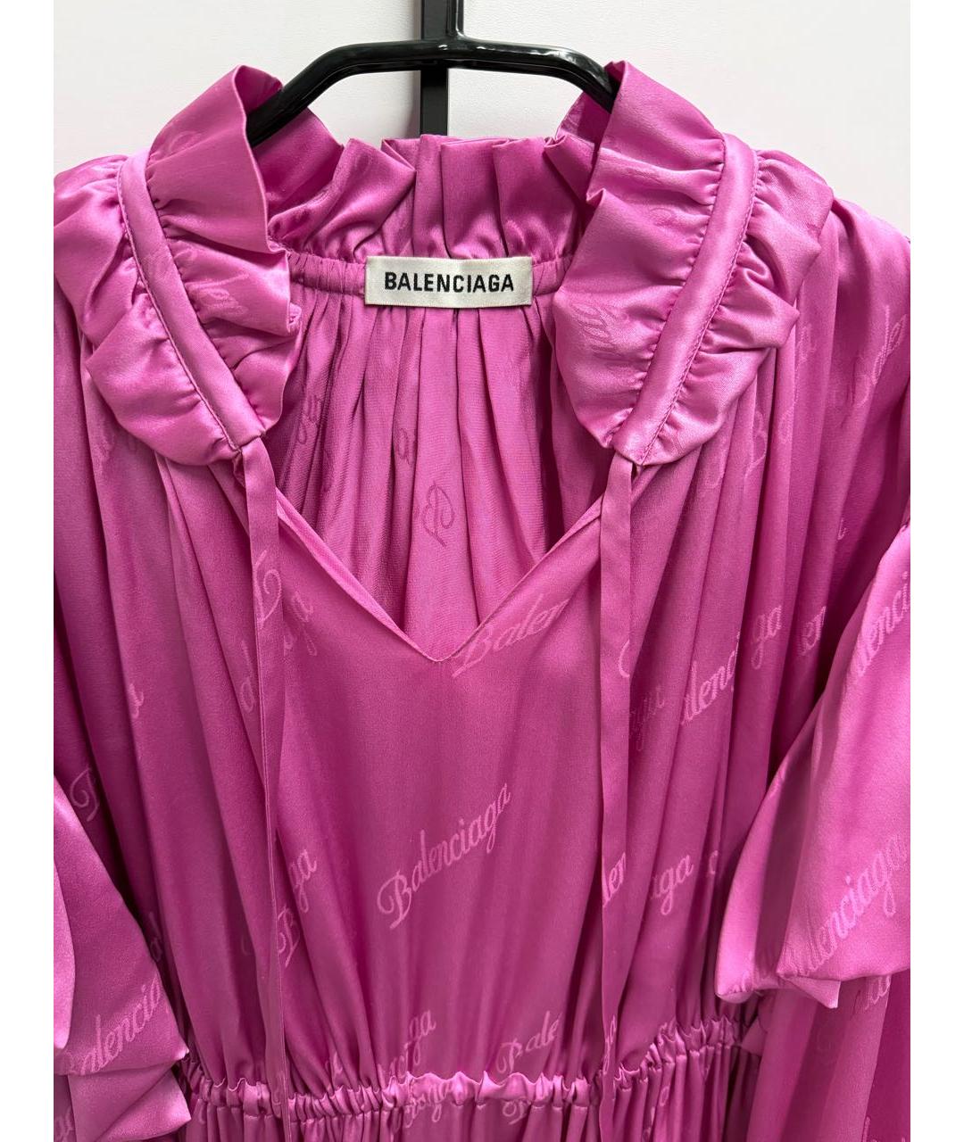 BALENCIAGA Розовое шелковое коктейльное платье, фото 2