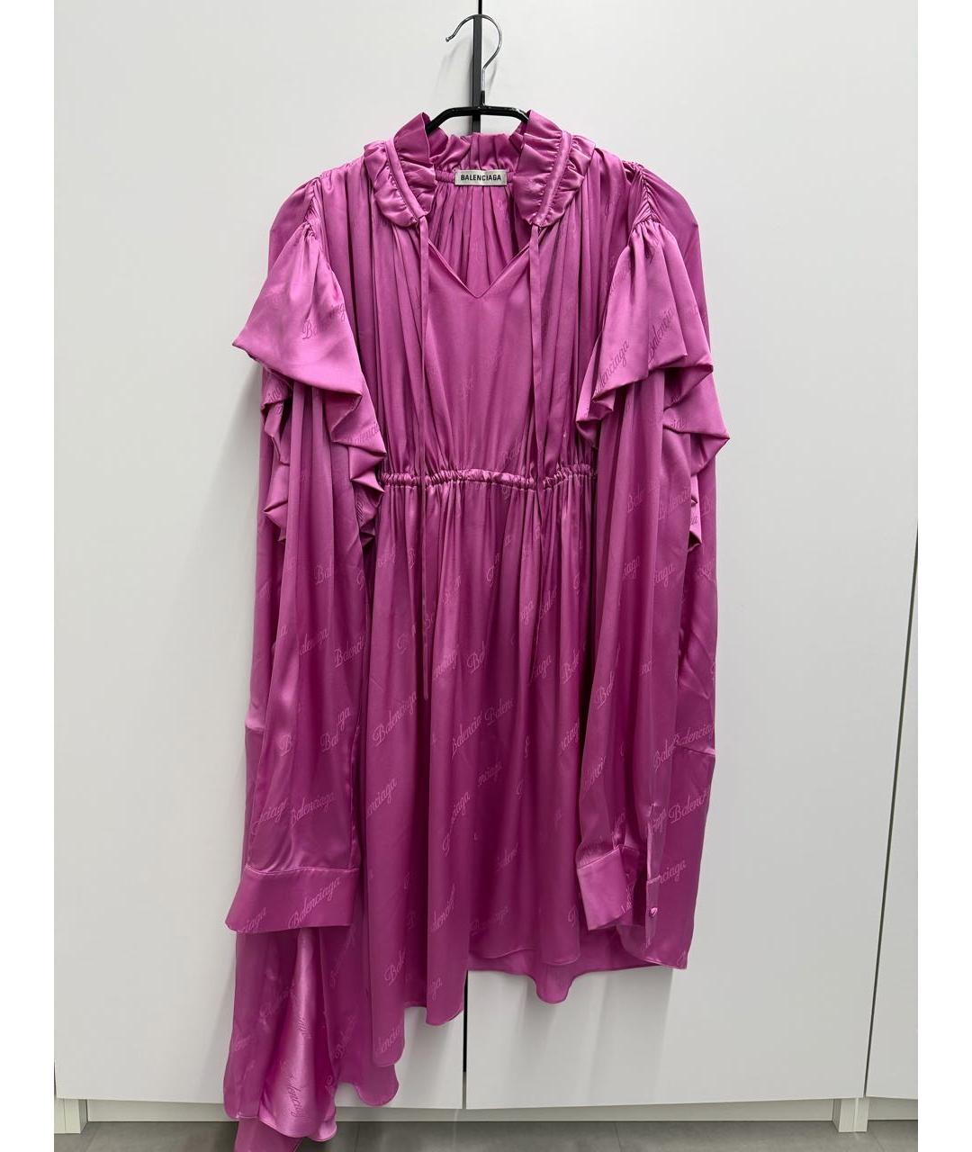 BALENCIAGA Розовое шелковое коктейльное платье, фото 6