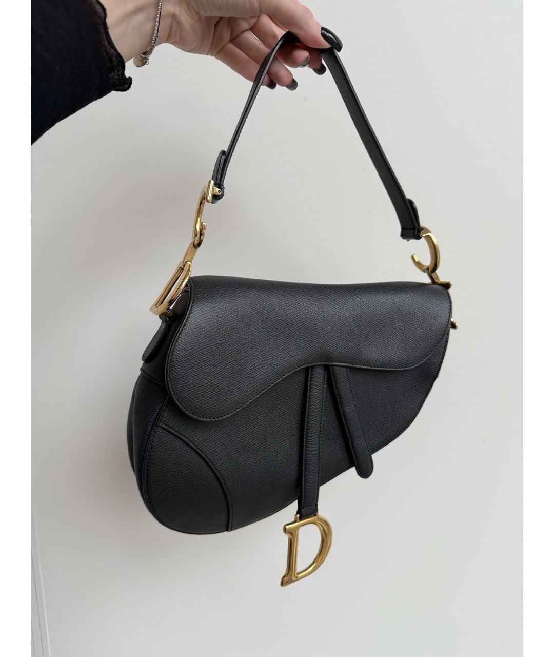 CHRISTIAN DIOR Черная кожаная сумка через плечо, фото 8