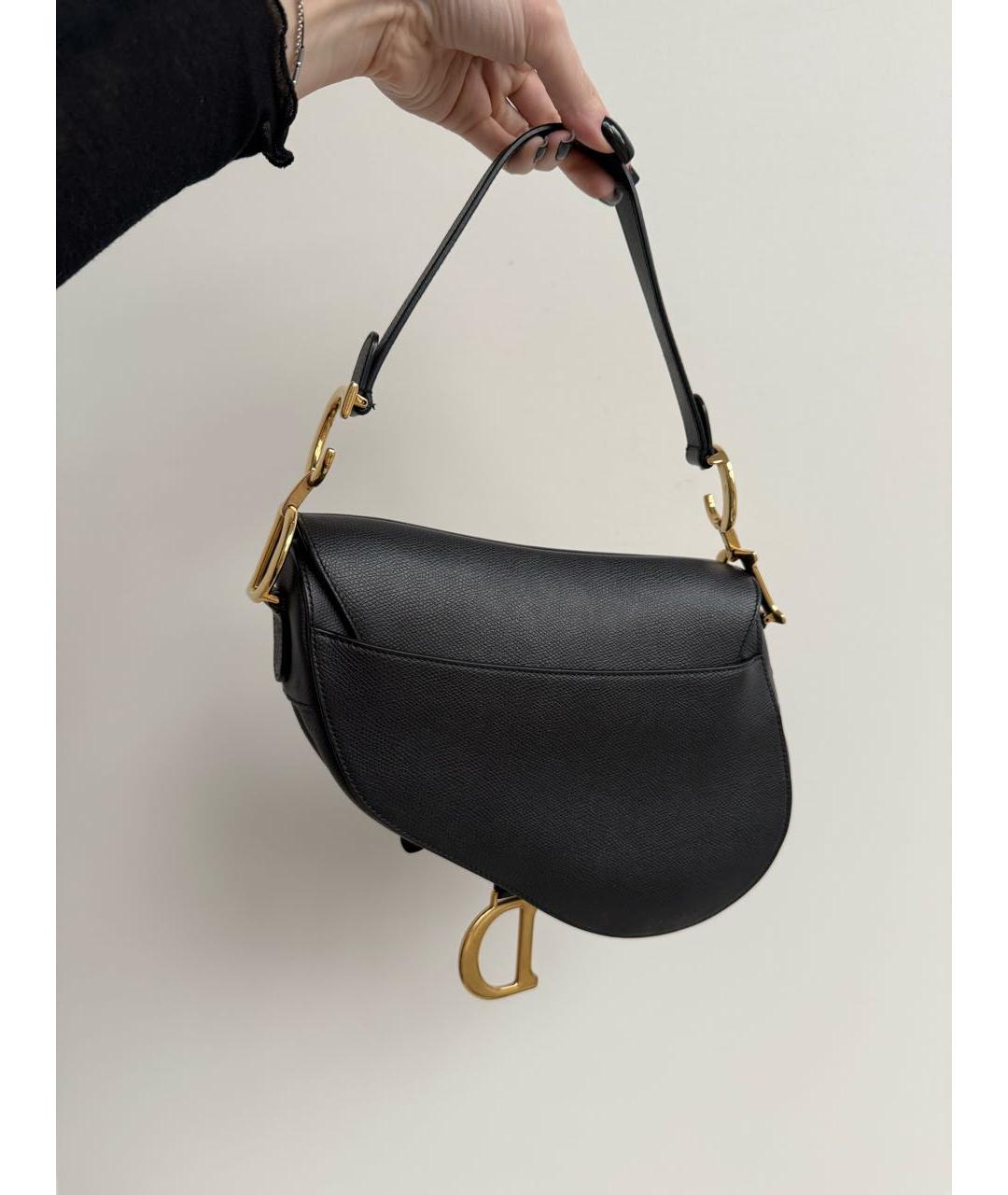 CHRISTIAN DIOR Черная кожаная сумка через плечо, фото 3