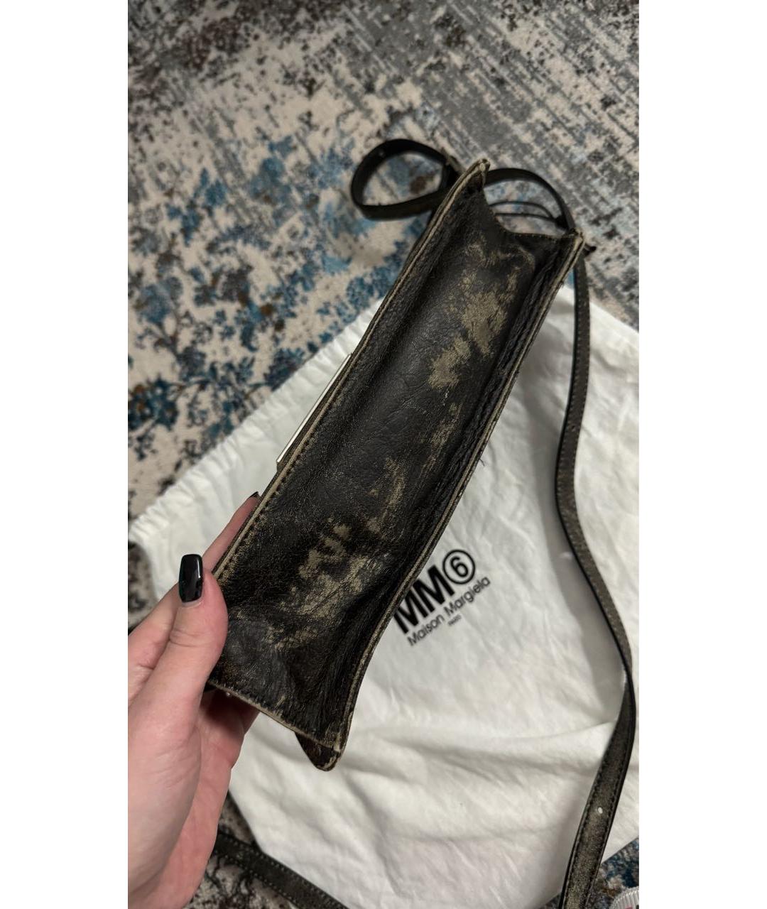 MM6 MAISON MARGIELA Хаки сумка через плечо из лакированной кожи, фото 8