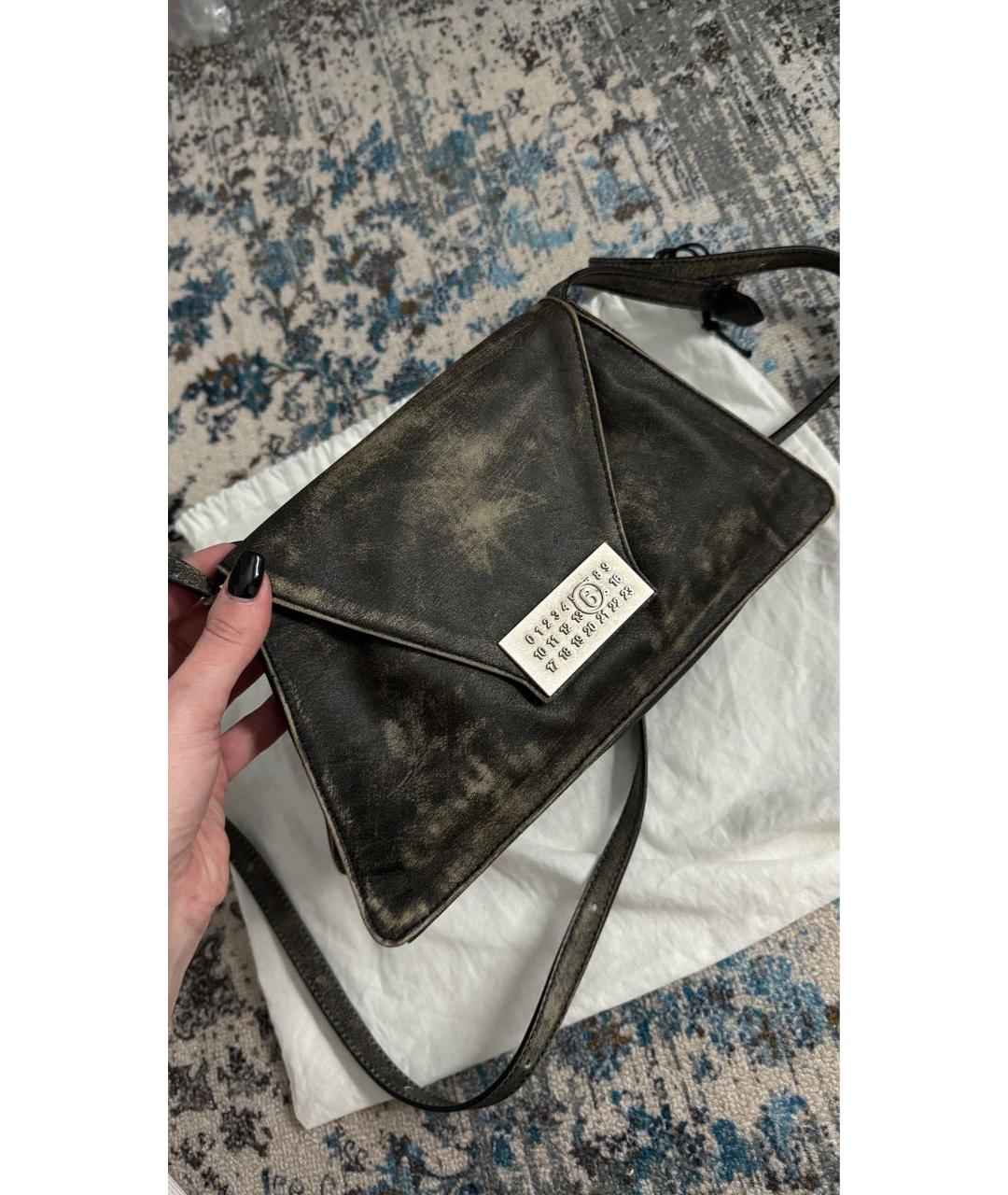 MM6 MAISON MARGIELA Хаки сумка через плечо из лакированной кожи, фото 5