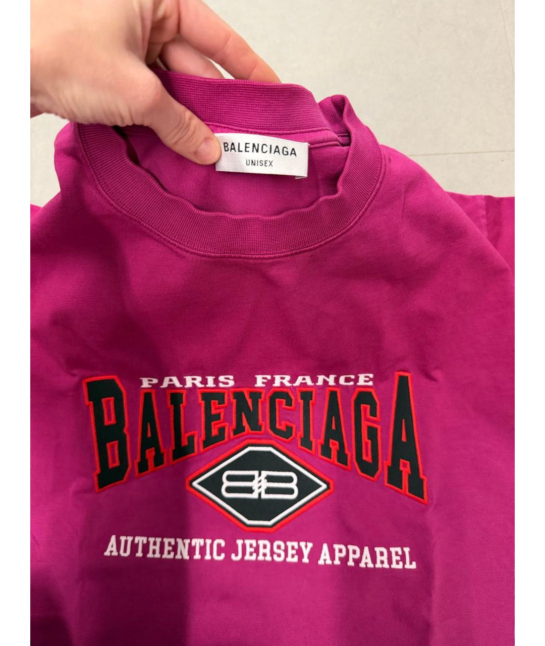 BALENCIAGA Розовая хлопковая футболка, фото 3