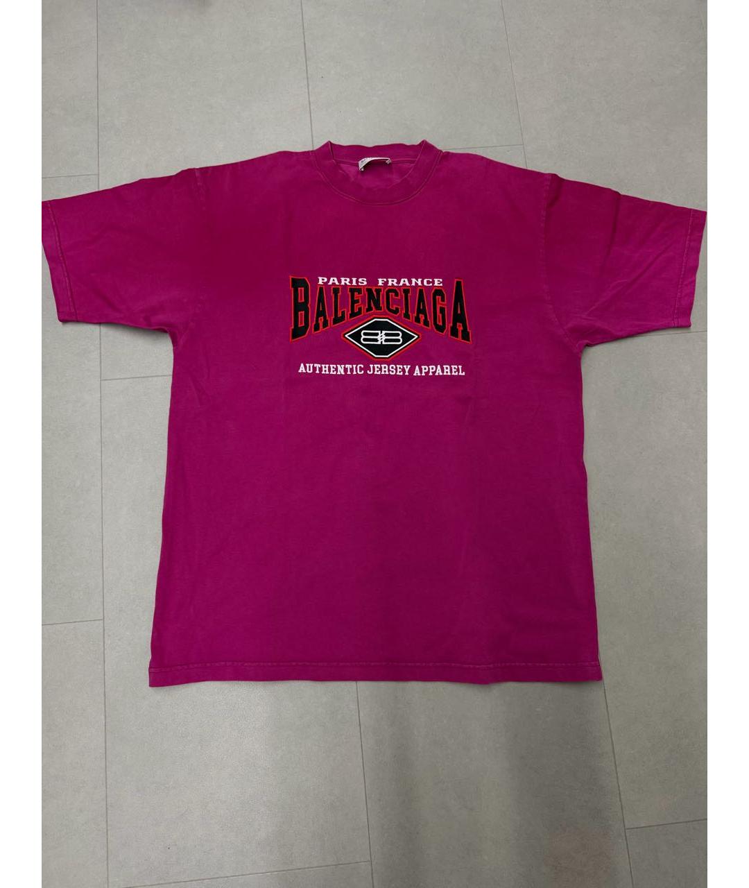BALENCIAGA Розовая хлопковая футболка, фото 5