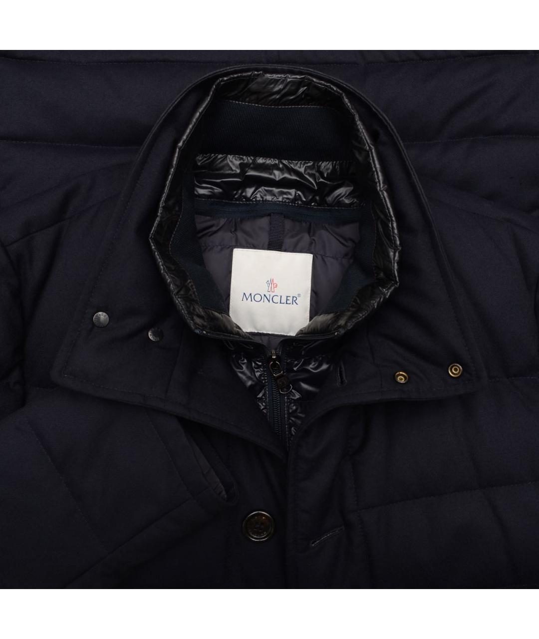 MONCLER Темно-синий шерстяной пуховик, фото 4