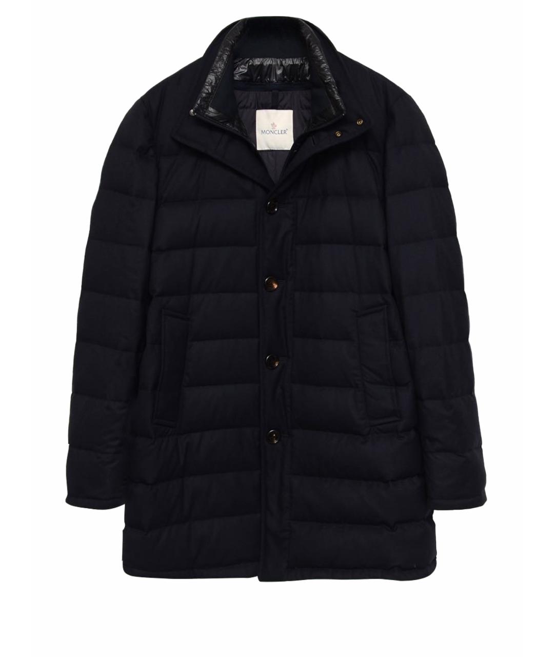 MONCLER Темно-синий шерстяной пуховик, фото 1