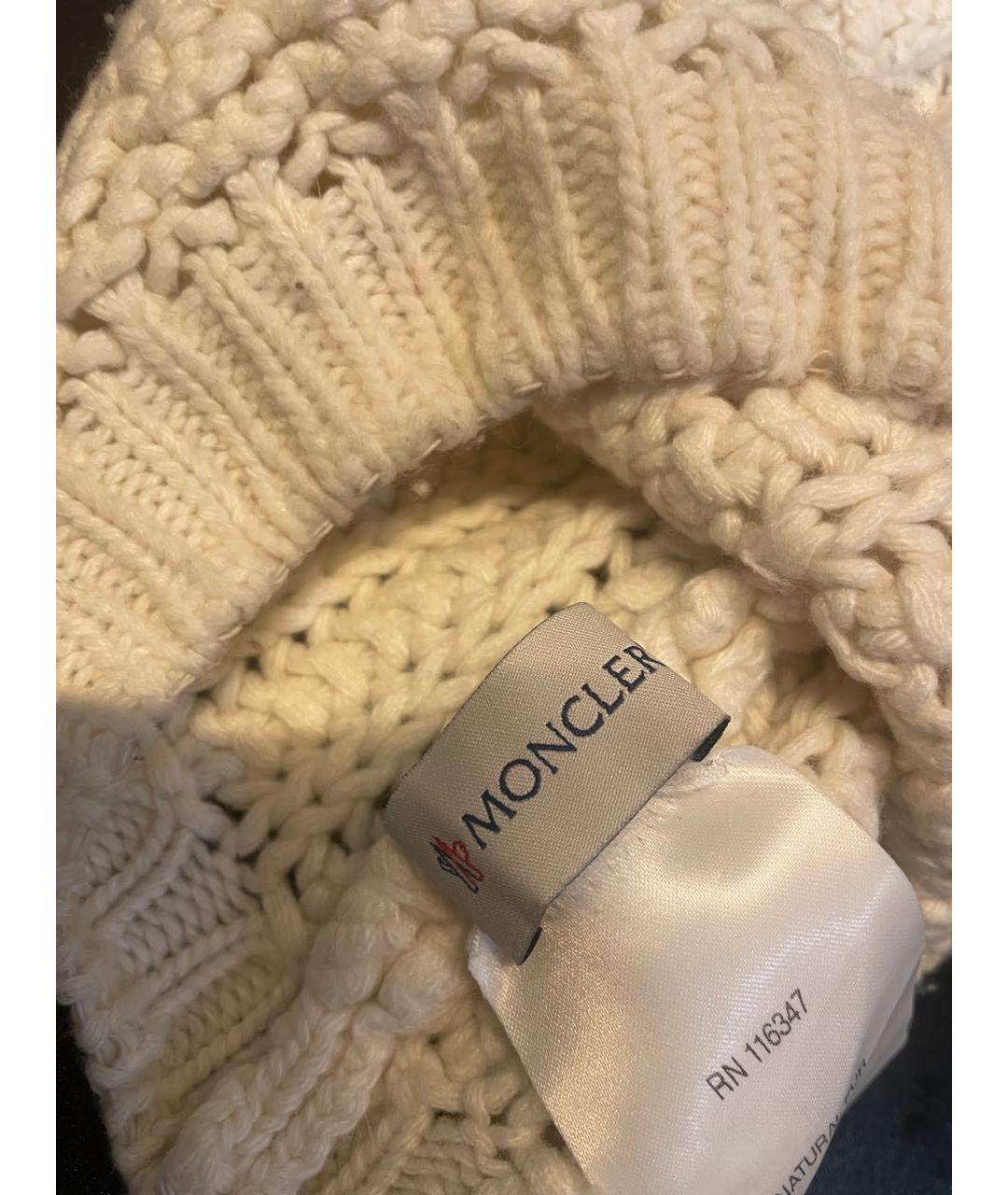 MONCLER Белая хлопковая шапка, фото 3