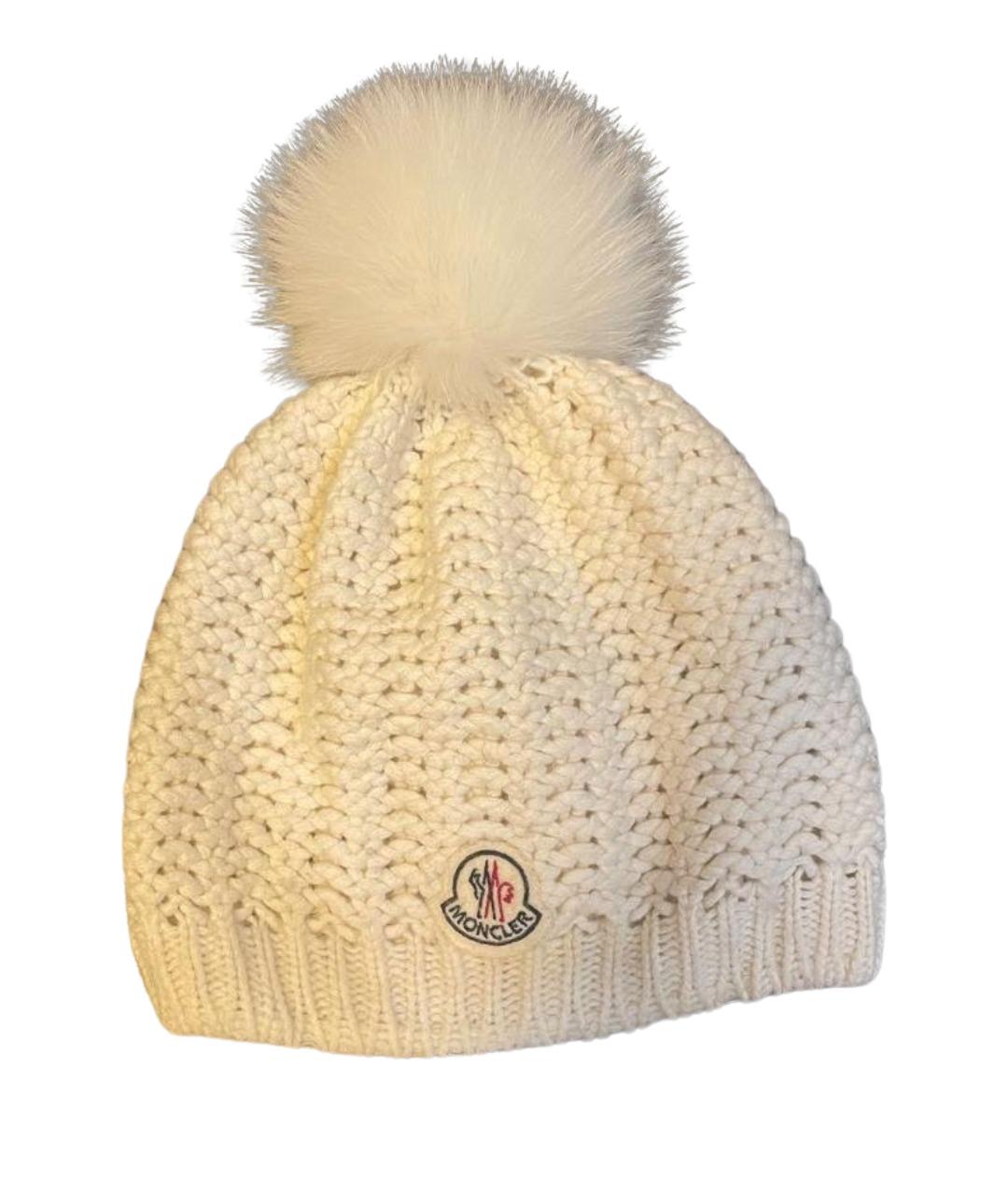 MONCLER Белая хлопковая шапка, фото 1