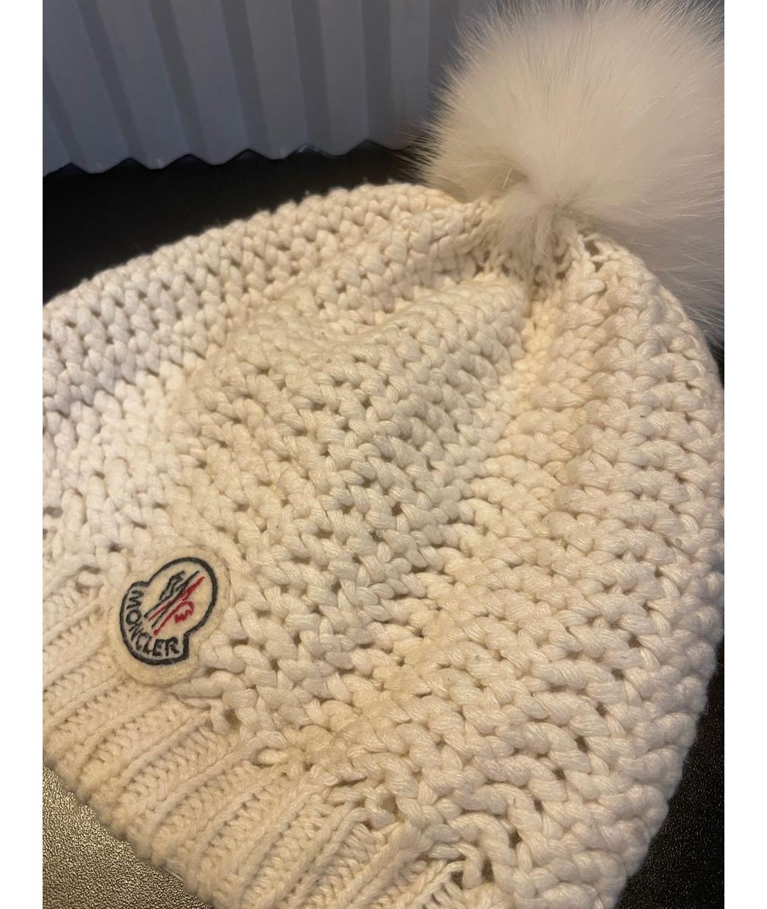 MONCLER Белая хлопковая шапка, фото 2