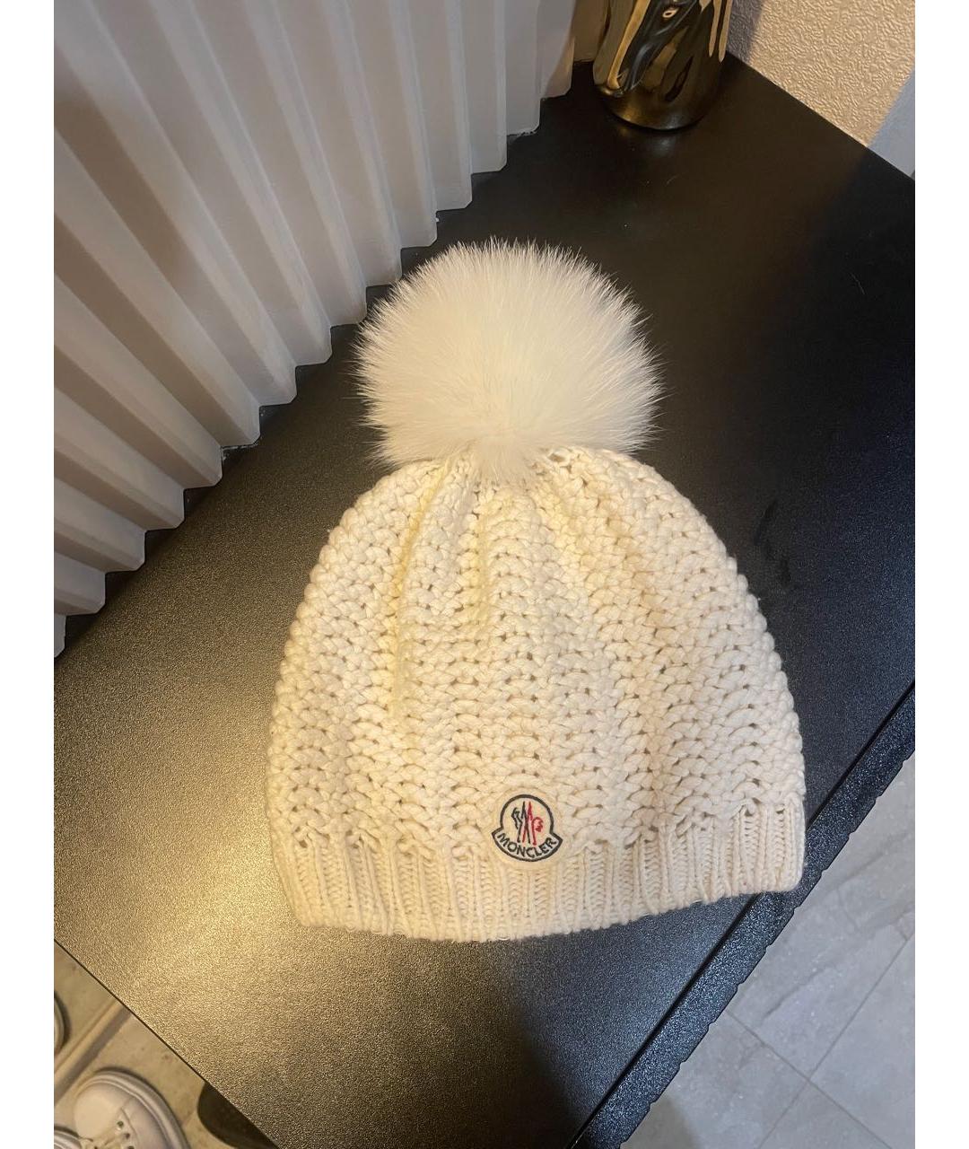 MONCLER Белая хлопковая шапка, фото 5