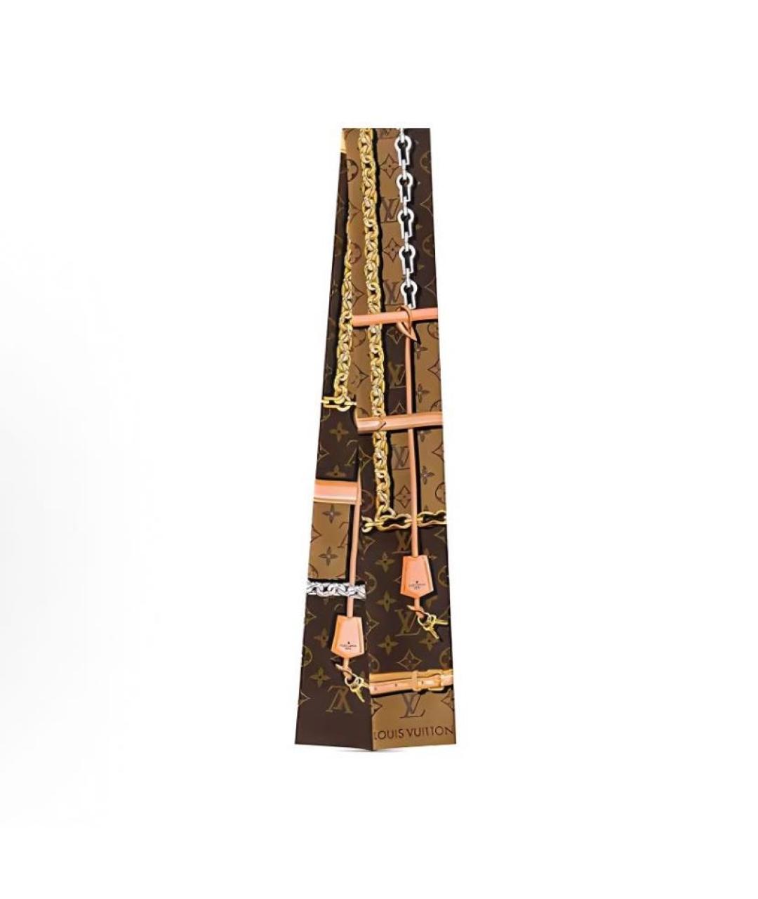 LOUIS VUITTON Коричневый шелковый платок, фото 1