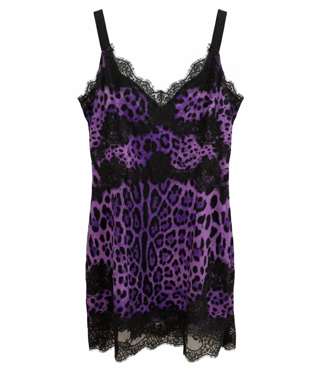 DOLCE&GABBANA Фиолетовое шелковое коктейльное платье, фото 1