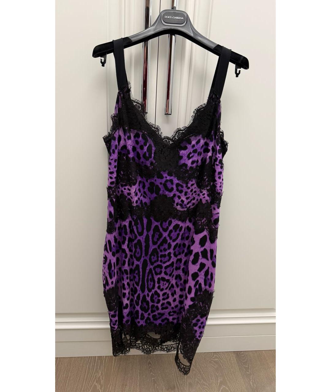 DOLCE&GABBANA Фиолетовое шелковое коктейльное платье, фото 5