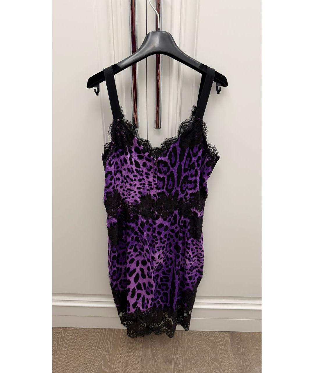 DOLCE&GABBANA Фиолетовое шелковое коктейльное платье, фото 2