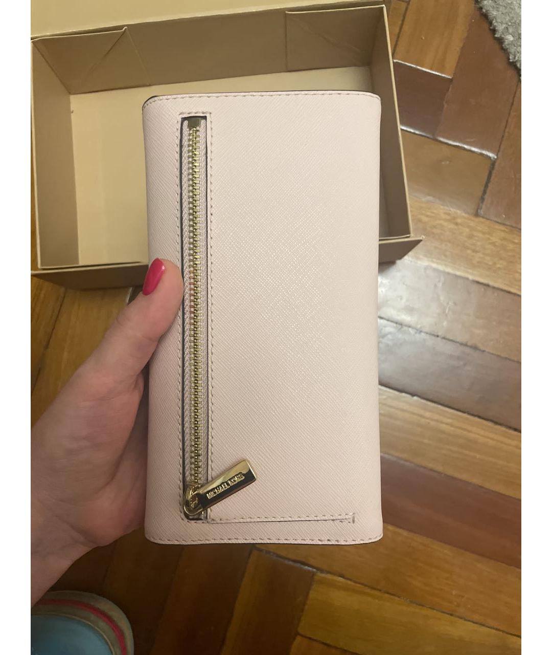 MICHAEL KORS Розовый кожаный кошелек, фото 2