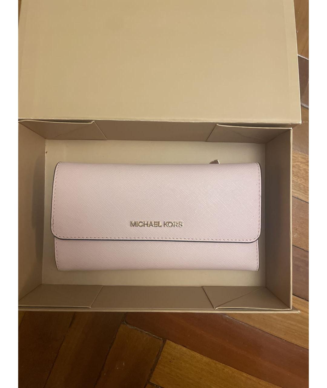 MICHAEL KORS Розовый кожаный кошелек, фото 4