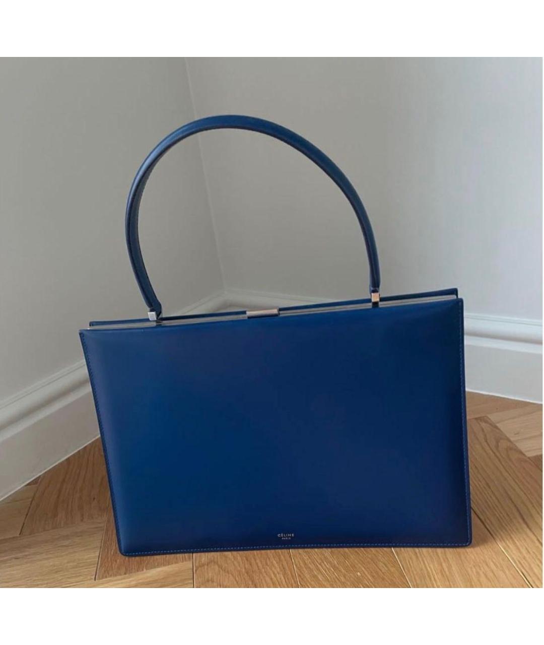 CELINE Синяя кожаная сумка с короткими ручками, фото 2