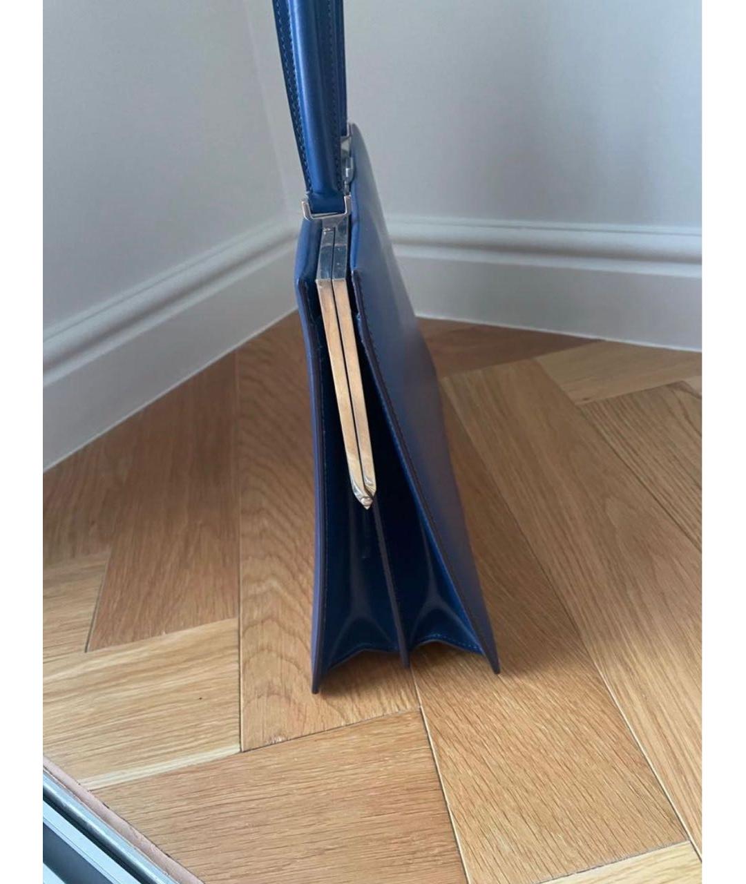CELINE Синяя кожаная сумка с короткими ручками, фото 3