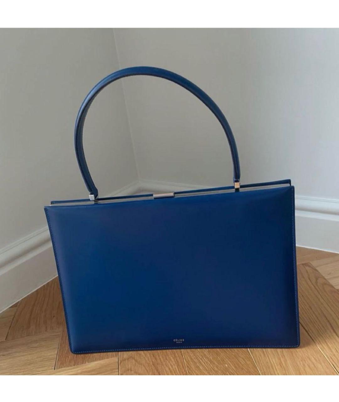 CELINE Синяя кожаная сумка с короткими ручками, фото 4