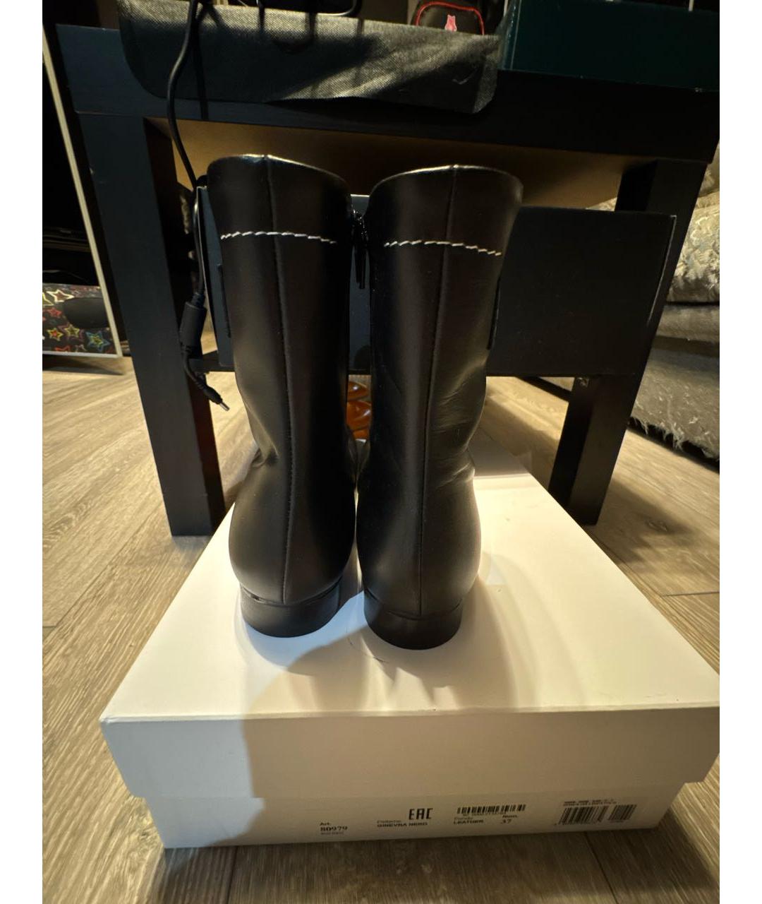 MM6 MAISON MARGIELA Черные кожаные ботильоны, фото 4