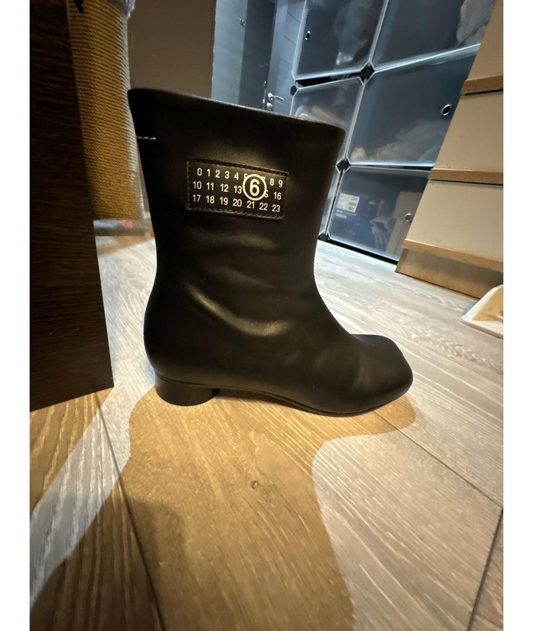MM6 MAISON MARGIELA Черные кожаные ботильоны, фото 5