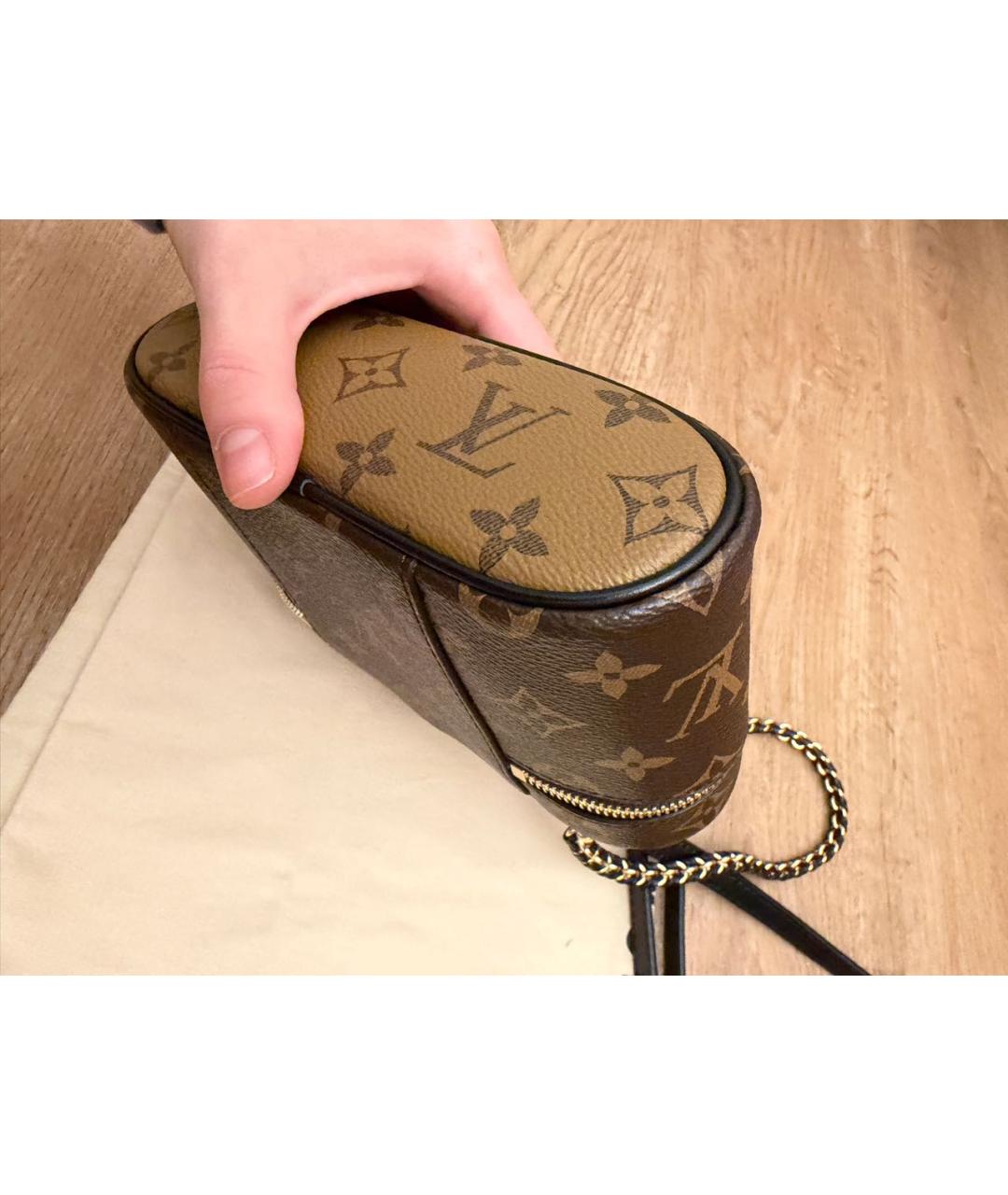 LOUIS VUITTON Коричневая кожаная сумка с короткими ручками, фото 3