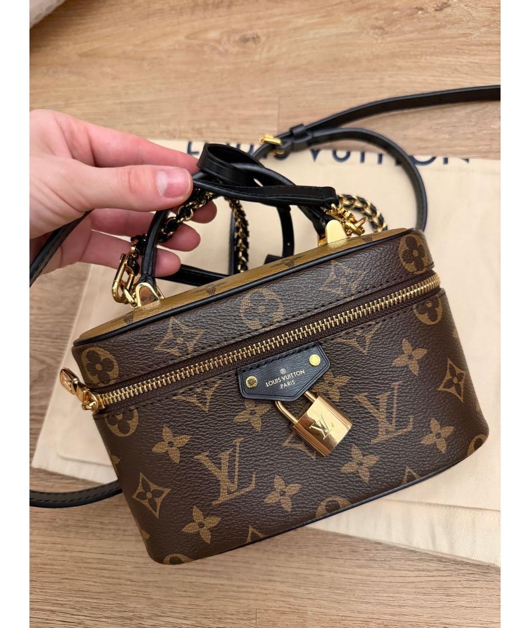 LOUIS VUITTON Коричневая кожаная сумка с короткими ручками, фото 9