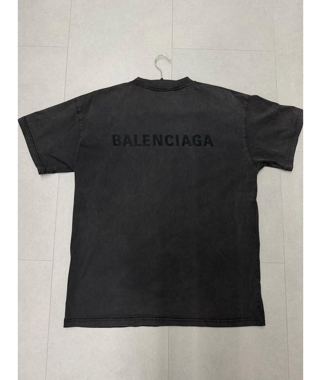BALENCIAGA Серая хлопковая футболка, фото 2