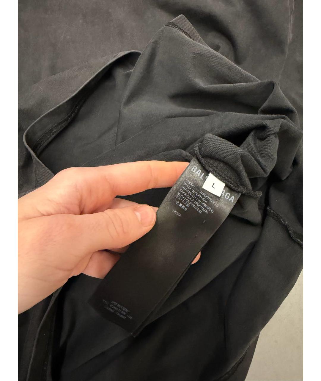 BALENCIAGA Серая хлопковая футболка, фото 4