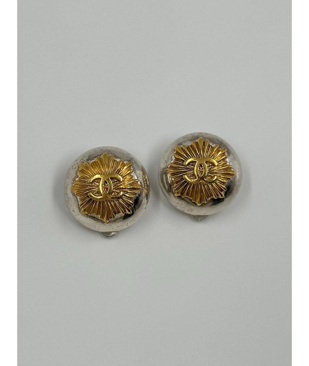 CHANEL Серебряные позолоченные клипсы, фото 9