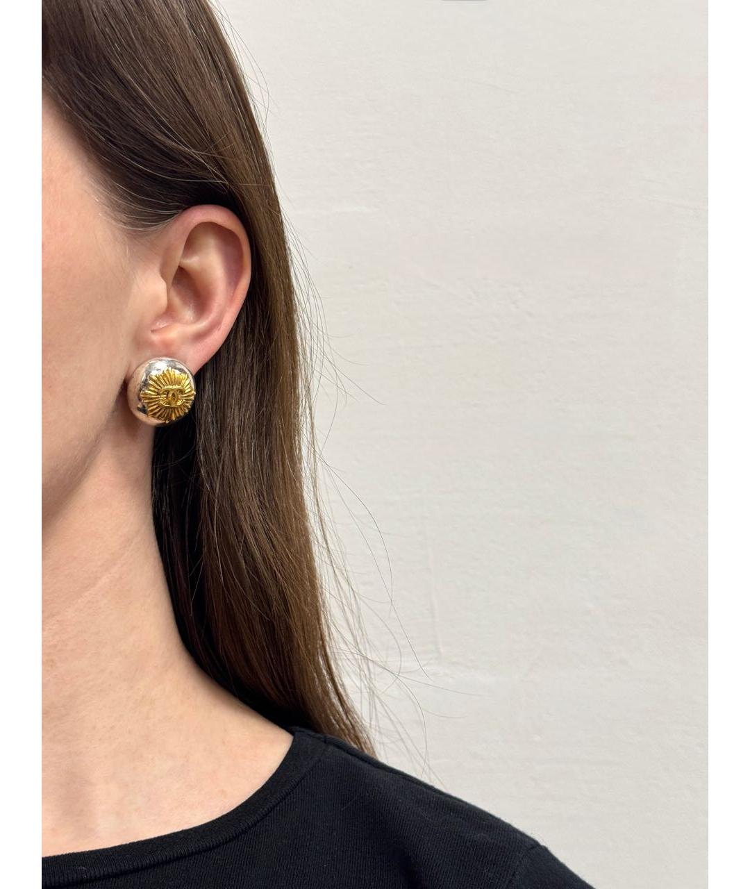 CHANEL Серебряные позолоченные клипсы, фото 8