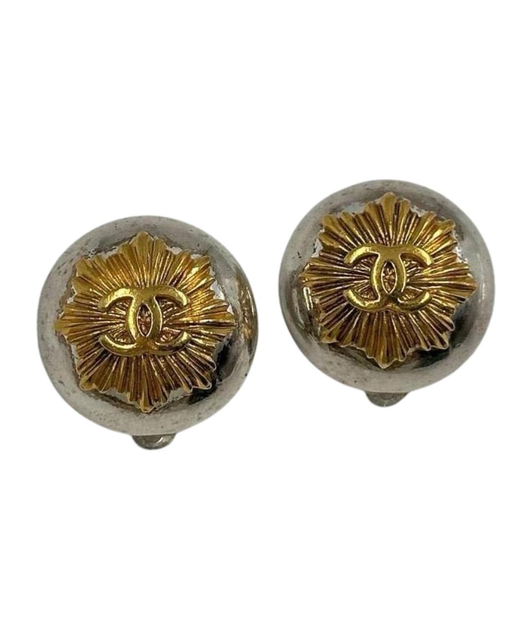 CHANEL Серебряные позолоченные клипсы, фото 1