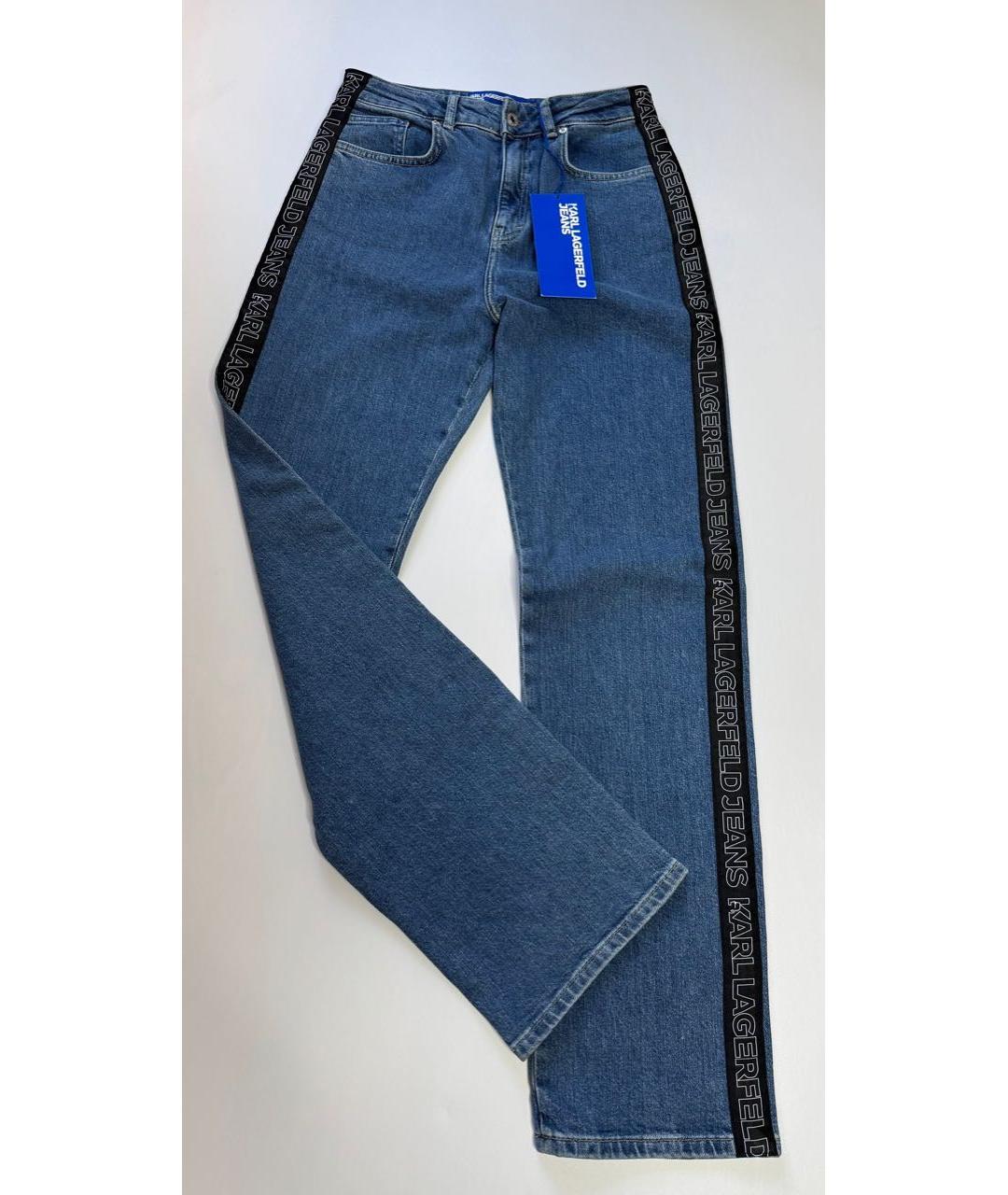 KARL LAGERFELD Синие хлопко-эластановые прямые джинсы, фото 3