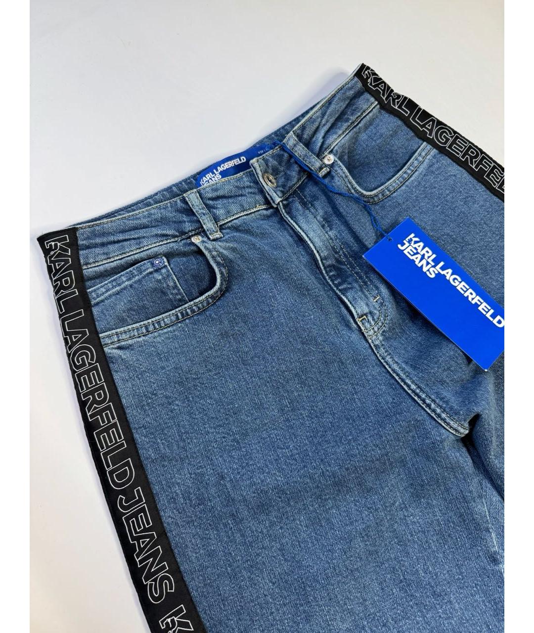 KARL LAGERFELD Синие хлопко-эластановые прямые джинсы, фото 4