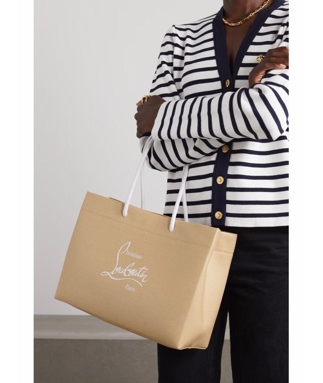 CHRISTIAN LOUBOUTIN Бежевая кожаная пляжная сумка, фото 5
