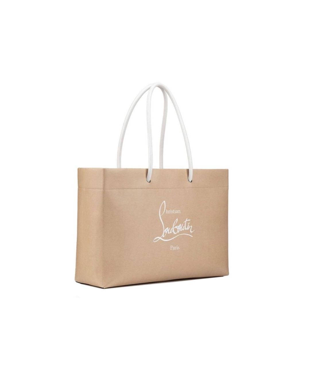 CHRISTIAN LOUBOUTIN Бежевая кожаная пляжная сумка, фото 2