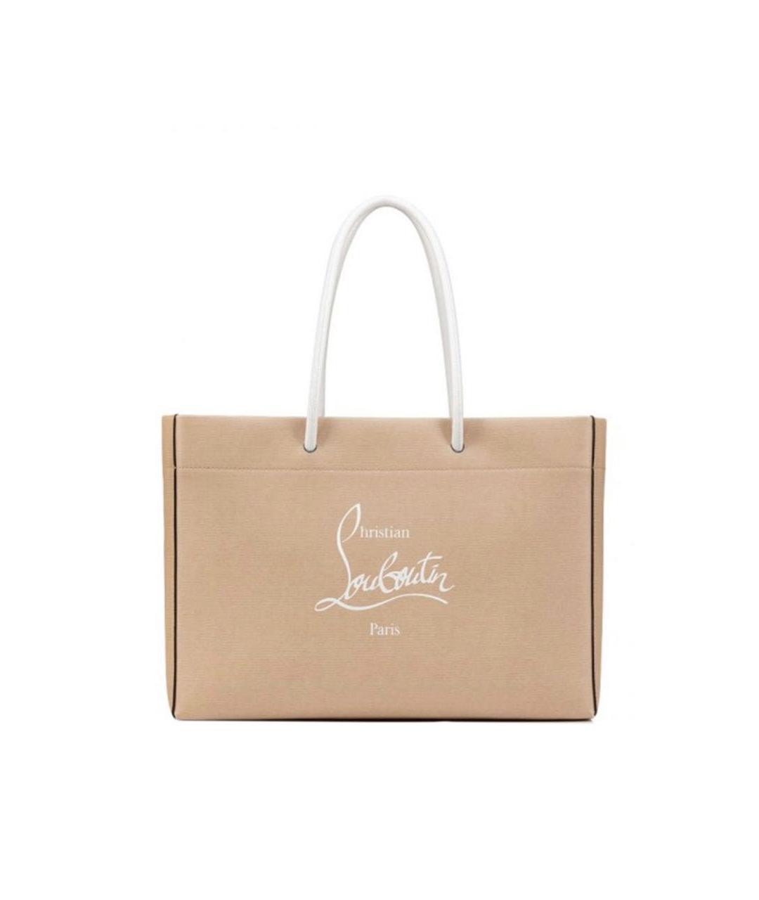 CHRISTIAN LOUBOUTIN Бежевая кожаная пляжная сумка, фото 3