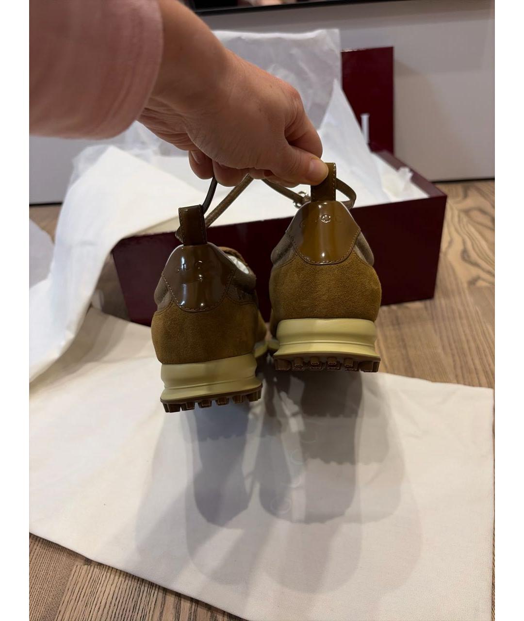 GUCCI Коричневые замшевые кроссовки, фото 4