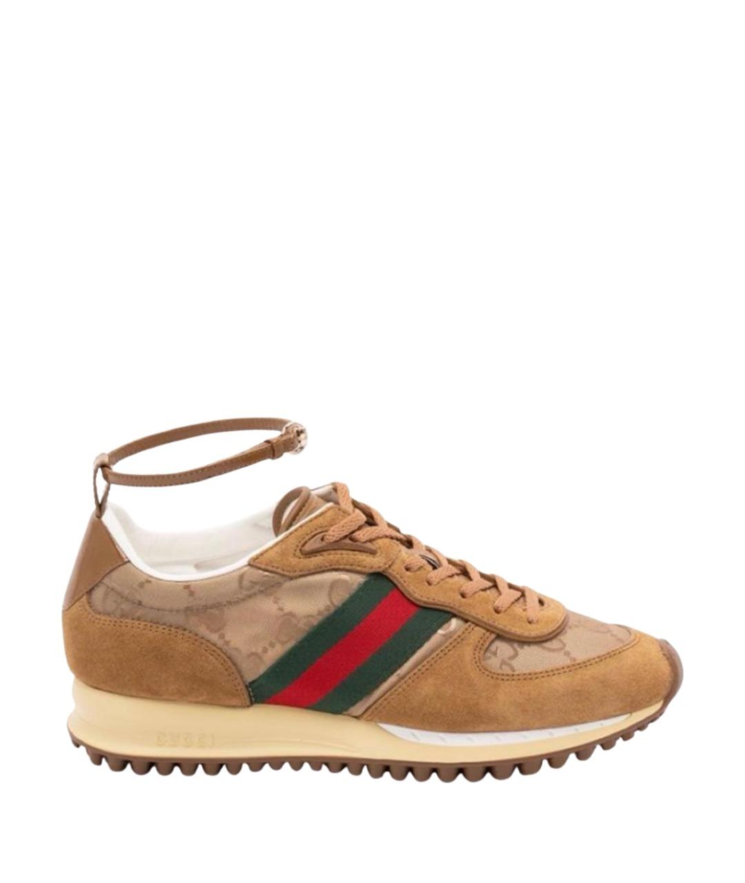 GUCCI Коричневые замшевые кроссовки, фото 1