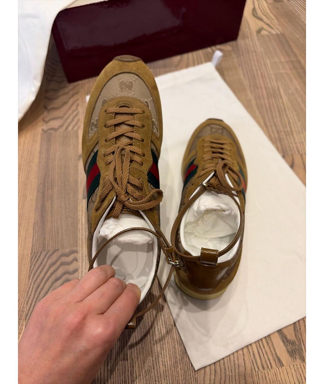 GUCCI Коричневые замшевые кроссовки, фото 3
