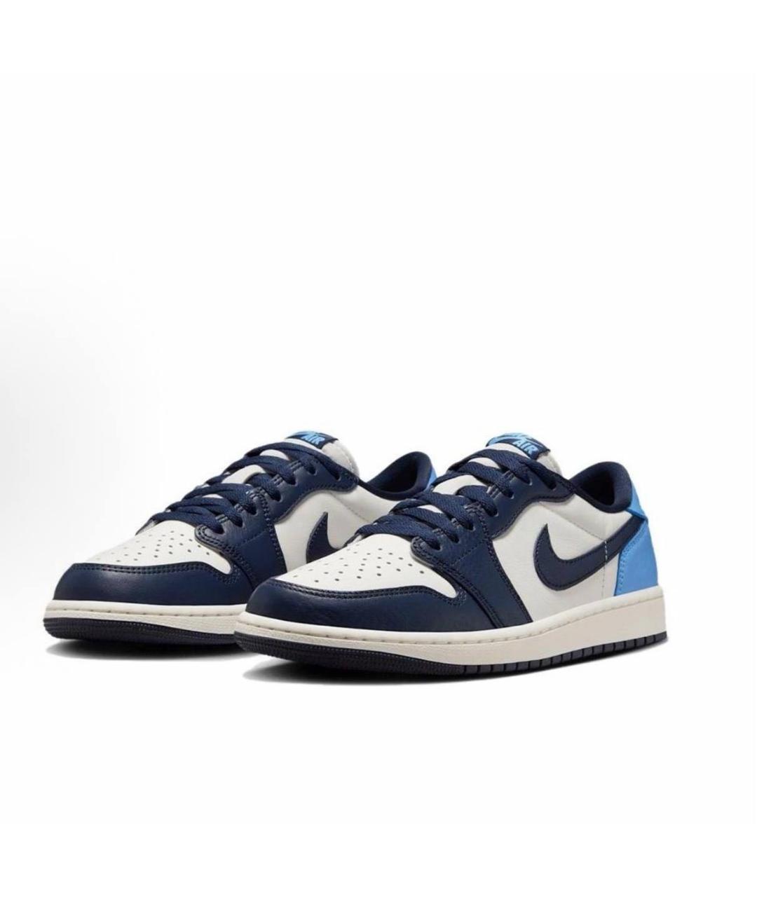 JORDAN Синие кожаные низкие кроссовки / кеды, фото 2