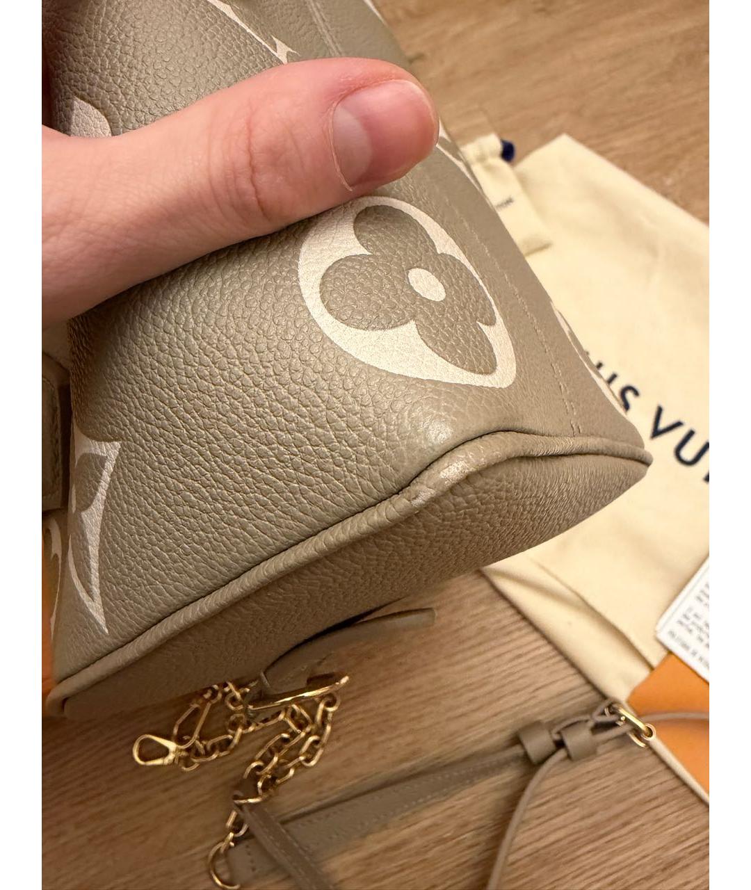 LOUIS VUITTON Бежевая кожаная сумка с короткими ручками, фото 6