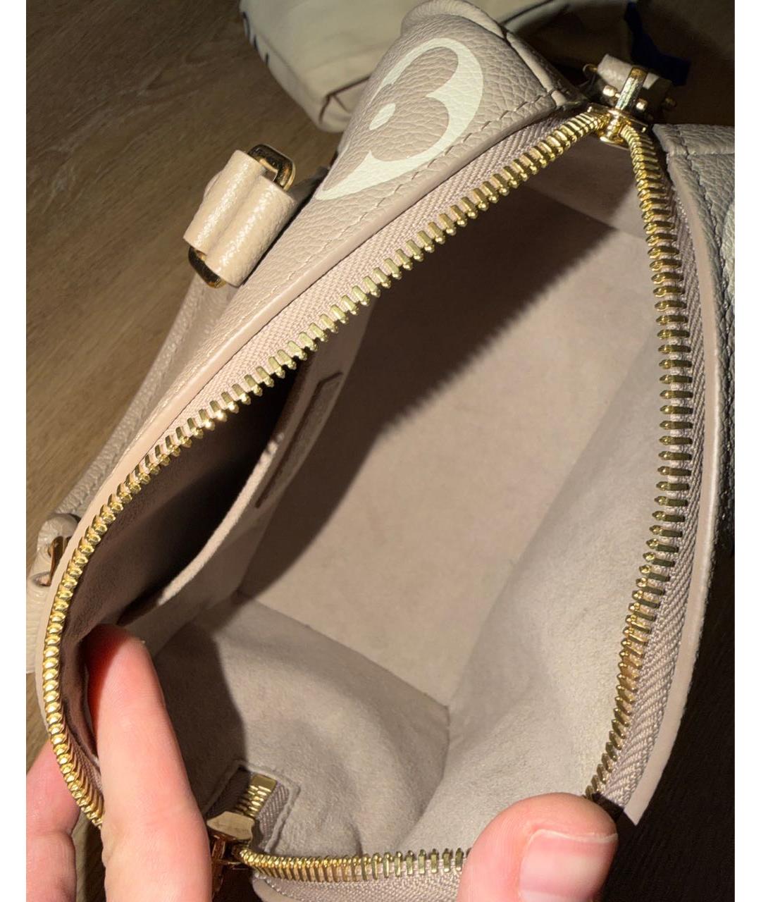LOUIS VUITTON Бежевая кожаная сумка с короткими ручками, фото 4