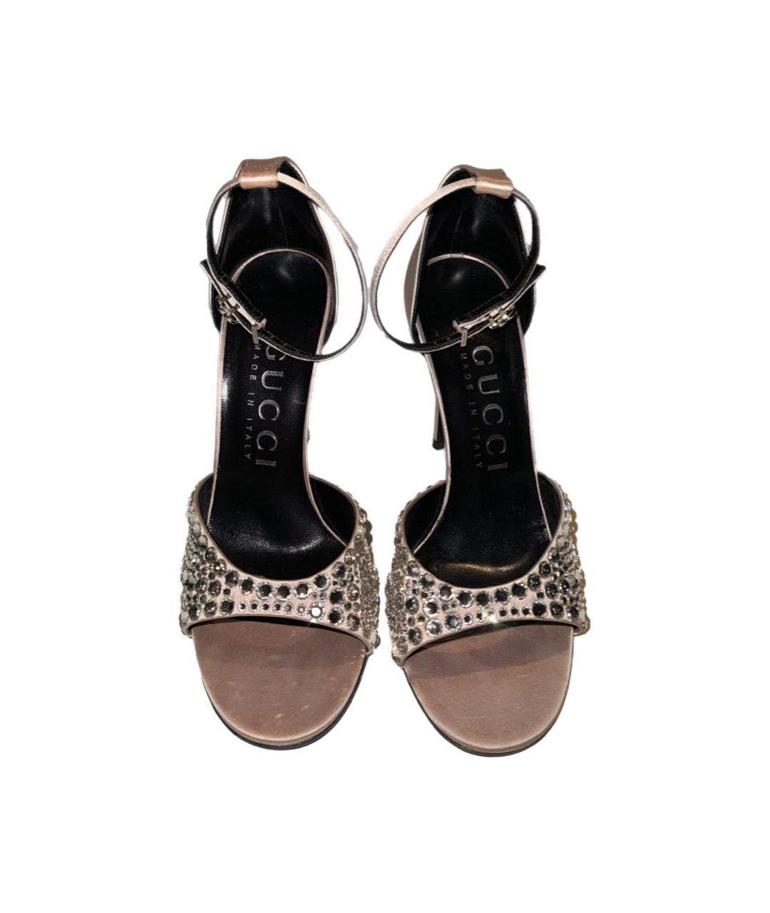 GUCCI Розовые текстильные босоножки, фото 2