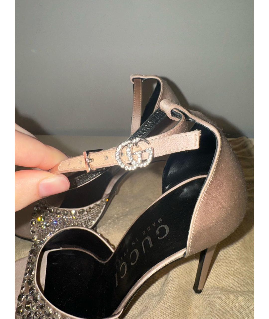 GUCCI Розовые текстильные босоножки, фото 7