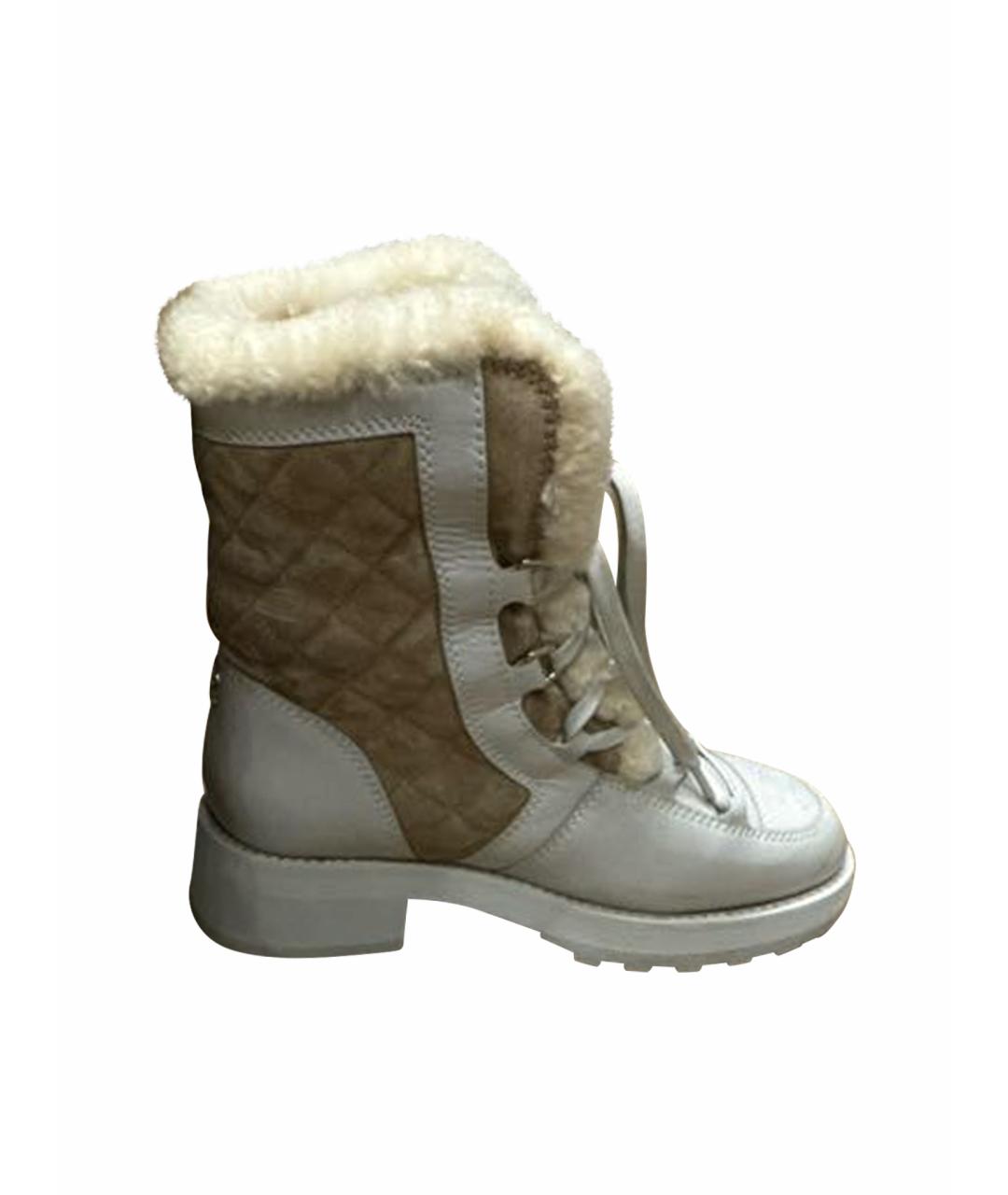 CHANEL Серые кожаные ботинки, фото 1