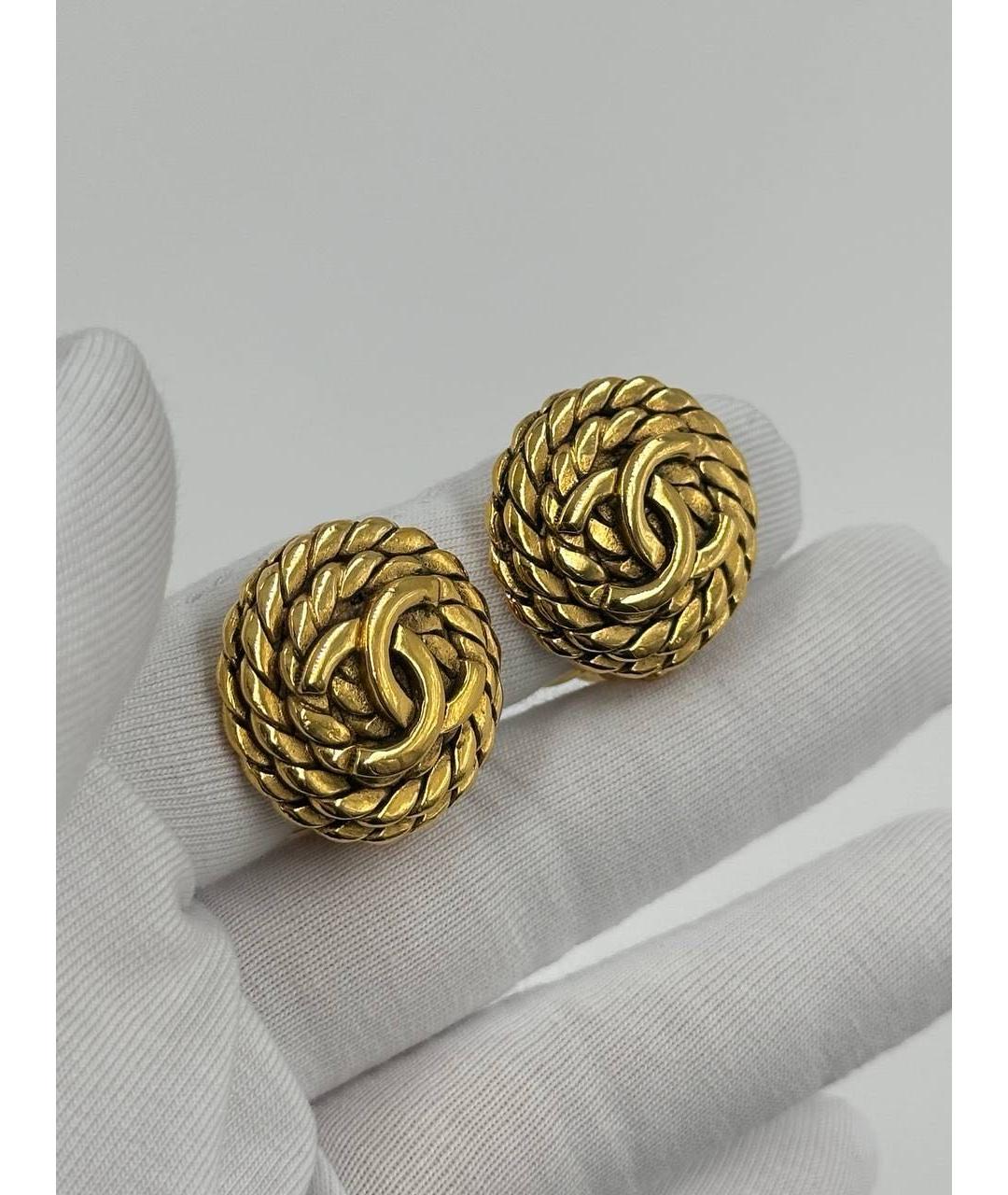 CHANEL Золотые позолоченные клипсы, фото 4