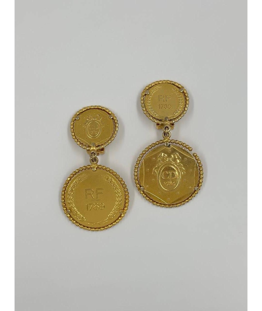 CHRISTIAN DIOR Золотые позолоченные клипсы, фото 9