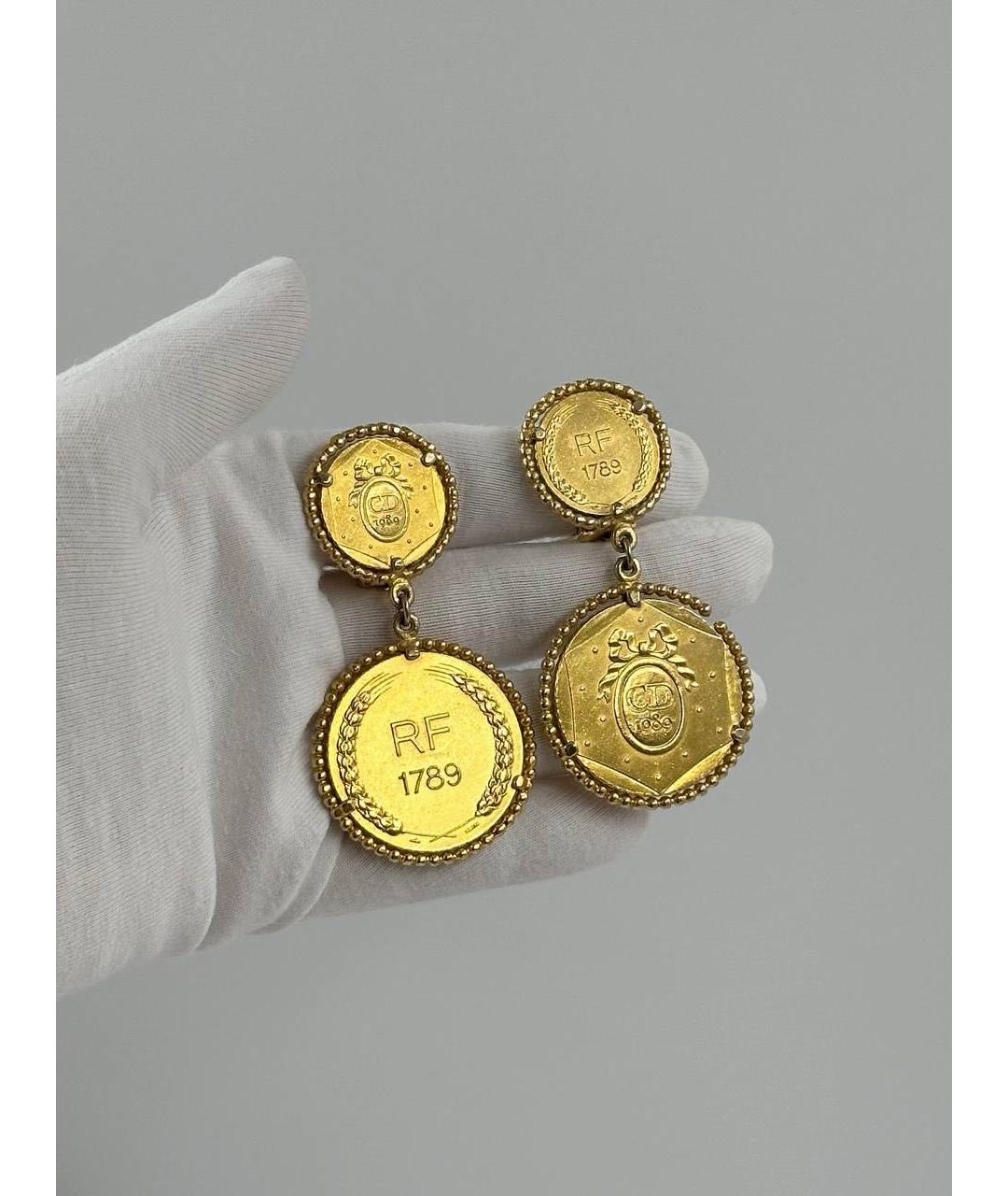 CHRISTIAN DIOR Золотые позолоченные клипсы, фото 5