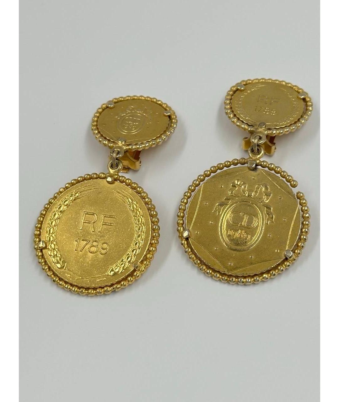 CHRISTIAN DIOR Золотые позолоченные клипсы, фото 3